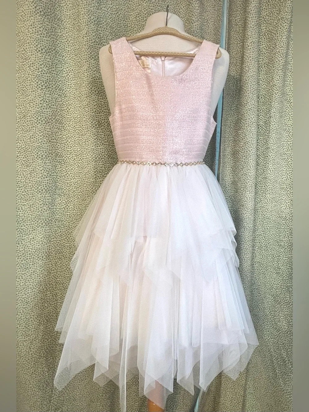 American Princess Light Pink Glitter Tulle Layered Dress